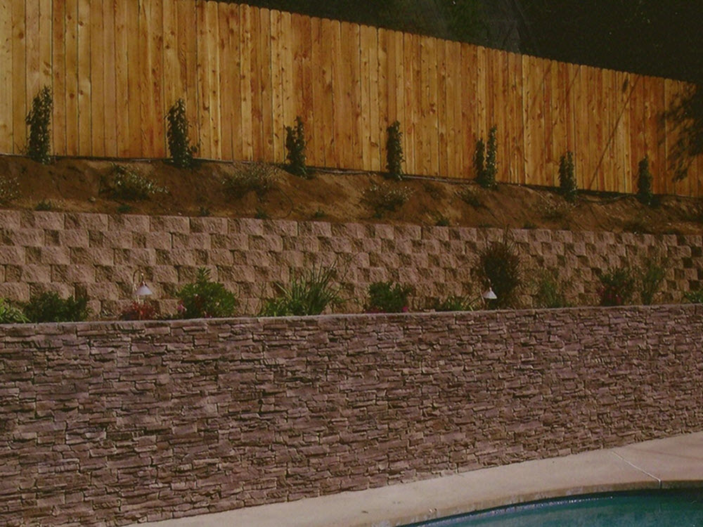 Ed's Landscaping Mixed materials Wall cultured stone, block and wood fence