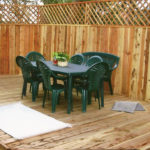 Wood deck, seating and fence